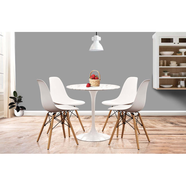 Corrigan Studio® Asset40" Marble Dining Table & Eiffel Chairs Set